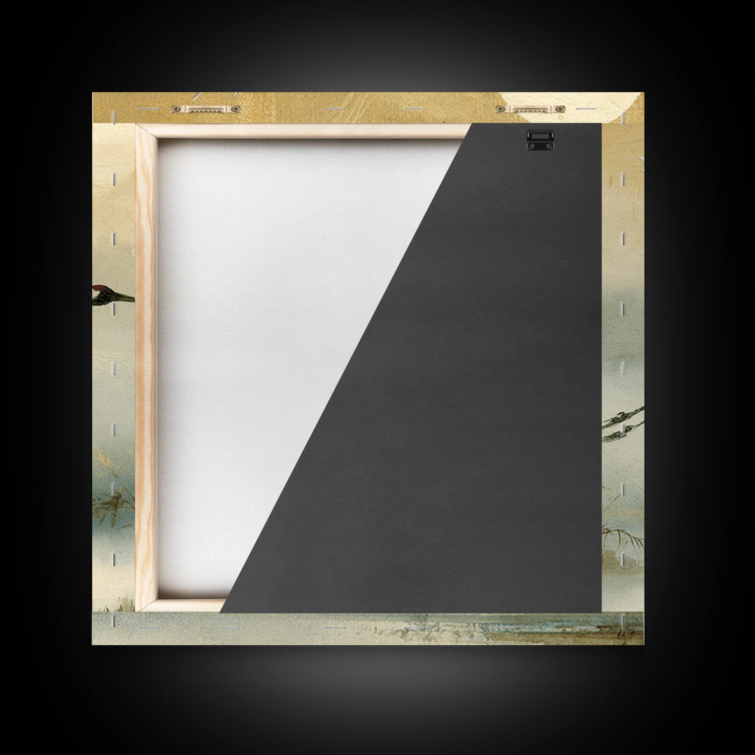 White Crane Flying Framed Canvas Print, Spiritual Art, Contemporary Art, Living Room Decor, Fine Art, Spirit, Minimalist Decor, SPI-1x1-72