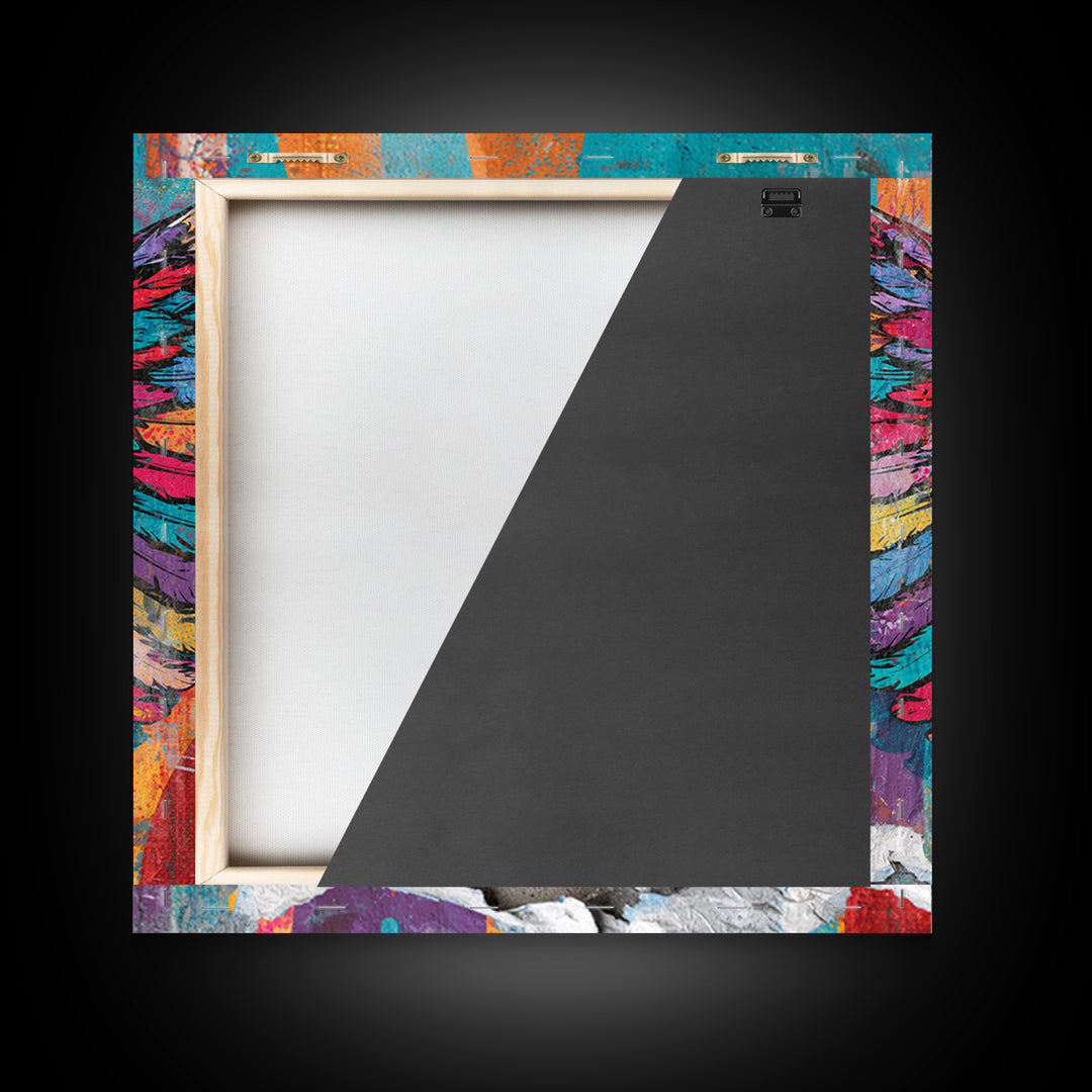 Graffiti Angel Wings Framed Canvas Print, Street Art, Room Decor, Living Room Decor, Fine Art, Urban, Original Painting, STR-1x1-29
