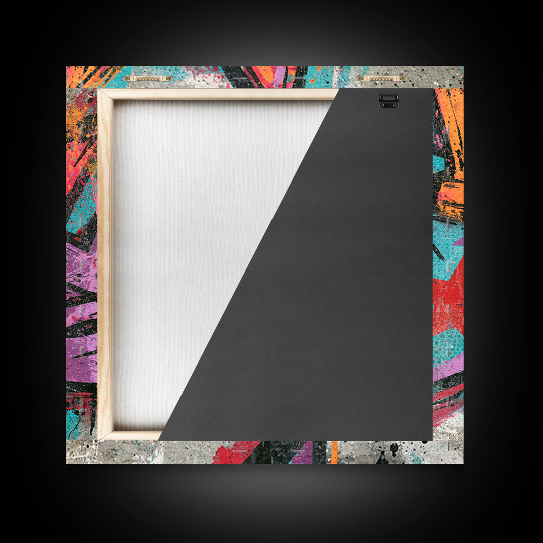 Drippy Crown and Stars Composition Framed Canvas Print, Street Art, Artwork, Living Room Decor, Fine Art, Urban, Pop Art, STR-1x1-44