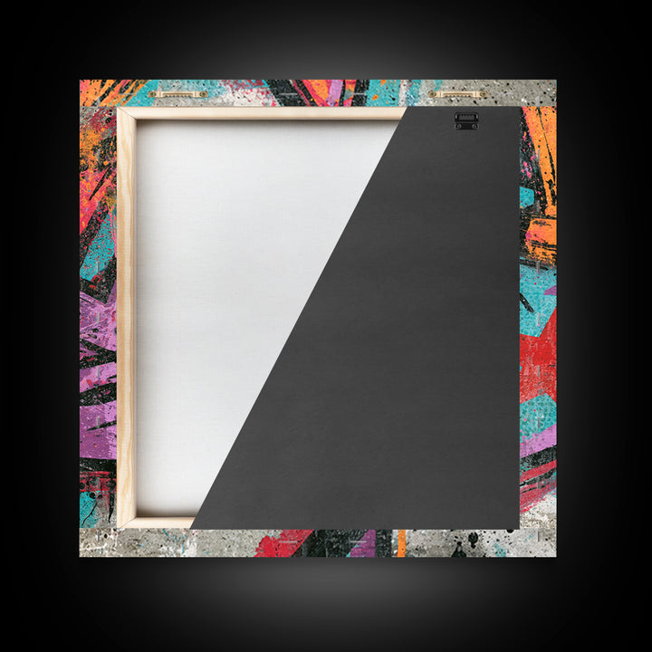 Drippy Crown and Stars Composition Framed Canvas Print, Street Art, Artwork, Living Room Decor, Fine Art, Urban, Pop Art, STR-1x1-44