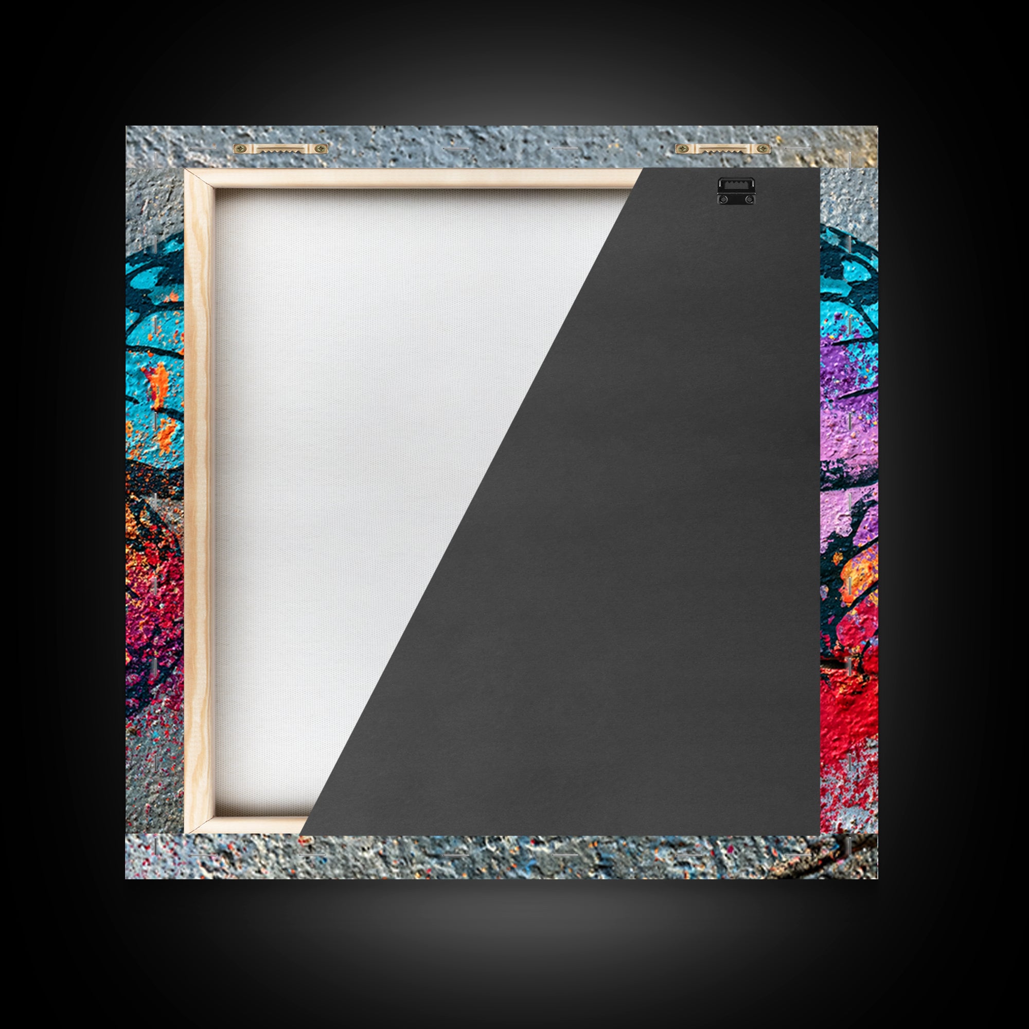 Spray Painted Butterfly on Cracked Concrete Framed Canvas Print, Street Art, Modern Wall Art, Living Room Decor, Urban, STR-1x1-47