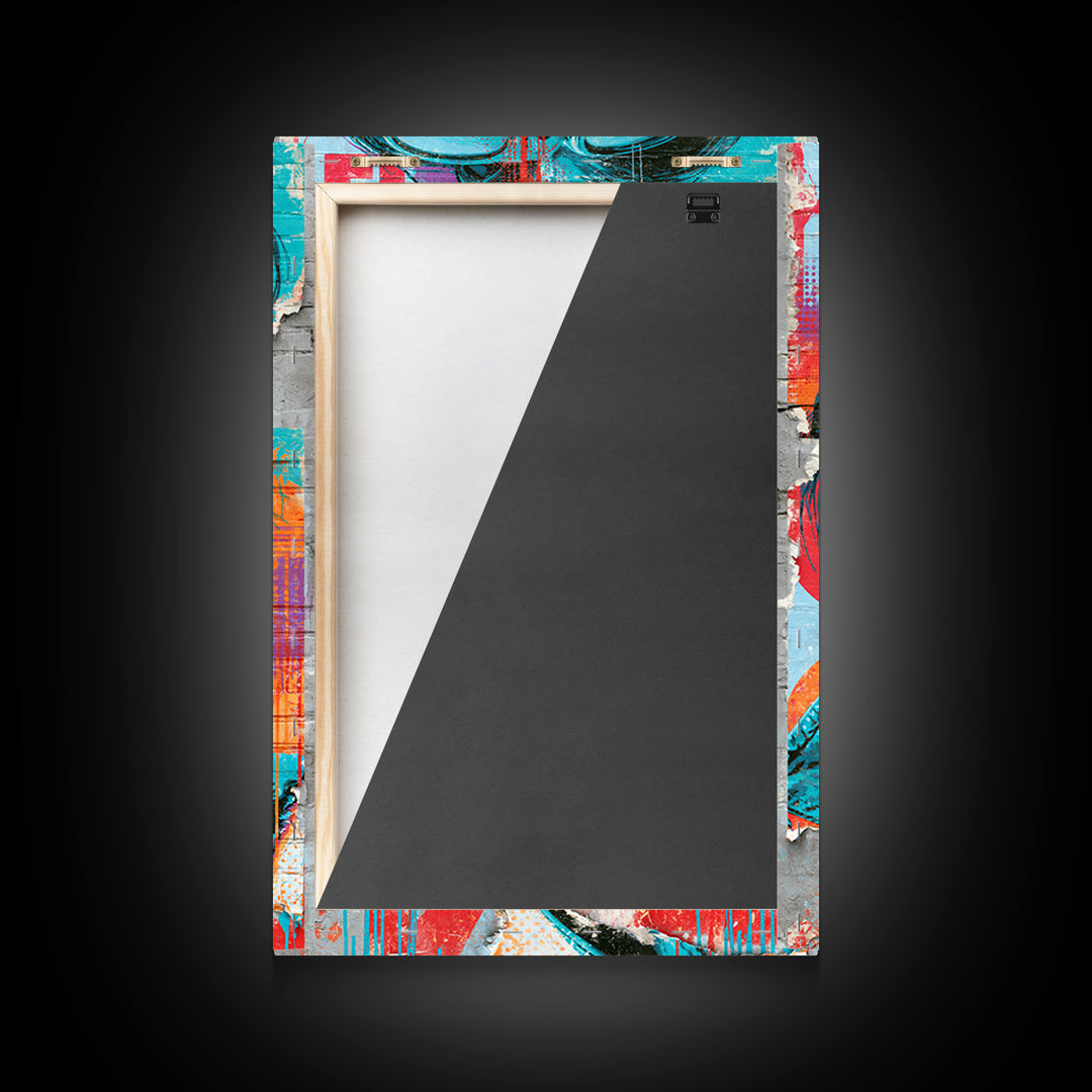 Brick Wall Texture Framed Canvas Print, Street Art, Graffiti Art, Living Room Decor, Abstract Art, Urban, Minimalist Decor, STR-2x3-36