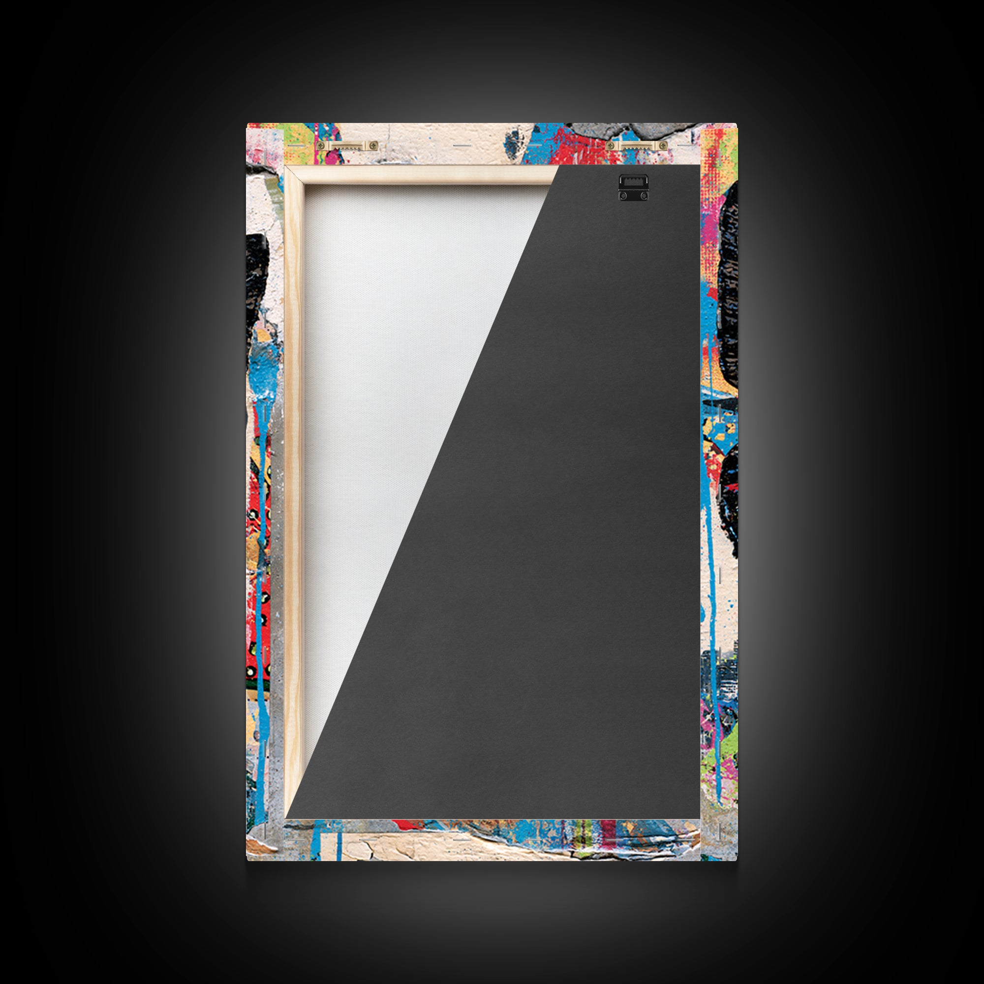 Spray Painted Butterfly on Cracked Concrete Framed Canvas Print, Street Art, Canvas, Living Room Decor, Fine Art, Urban, STR-2x3-55