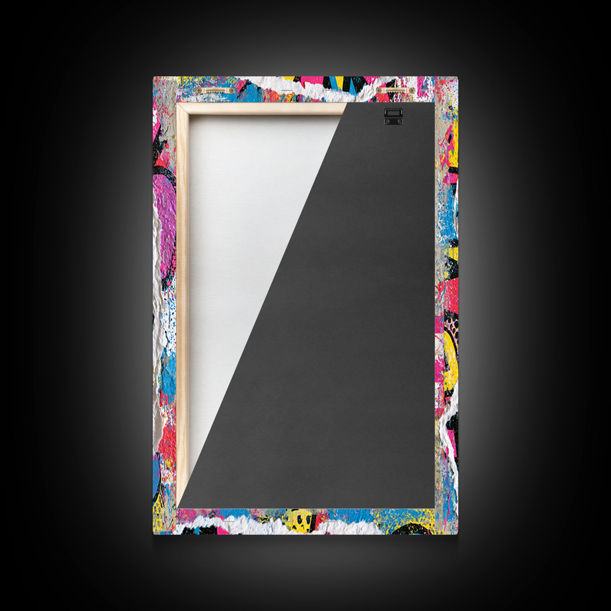 Comic Fist Breaking Through Color Framed Canvas Print, Street Art, Abstract Painting, Living Room Decor, Fine Art, Urban, STR-2x3-69