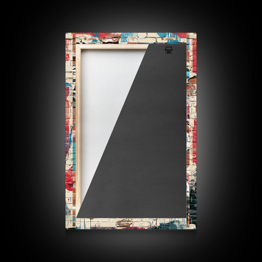 Brick Wall Texture Framed Canvas Print, Street Art, Modern Decor, Living Room Decor, Abstract Art, Urban, Poster, Wall Decor, STR-2x3-84