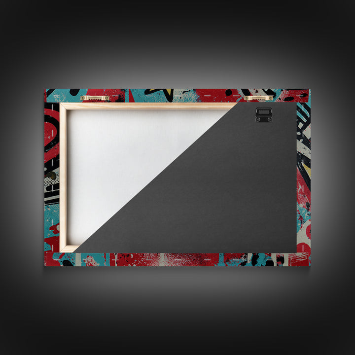 Drippy Crown and Stars Composition Framed Canvas Print, Street Art, Abstract, Living Room Decor, Fine Art, Urban, Luxury Decor, STR-3x2-24