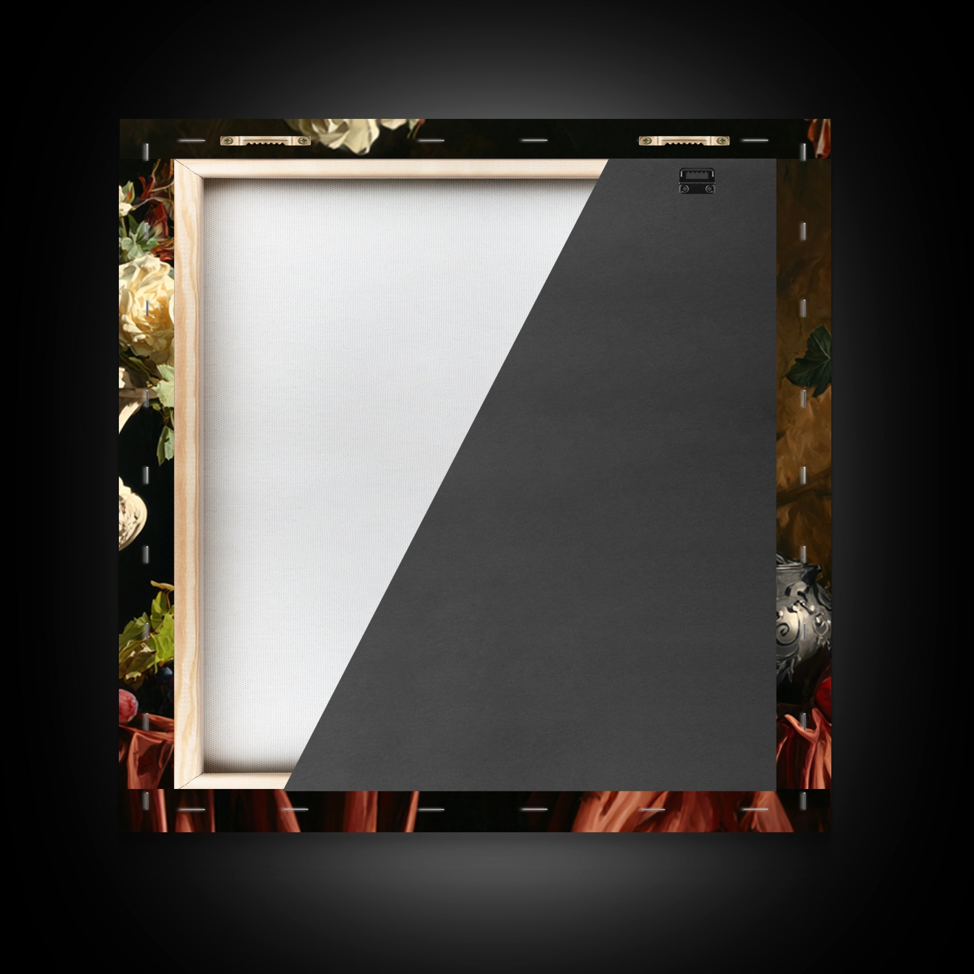 Garden Urn with Roses and Ivy Framed Canvas Print, Traditional Art, Indian Wall Art, Living Room Decor, Watercolor Art, Classic, TRA-1x1-24