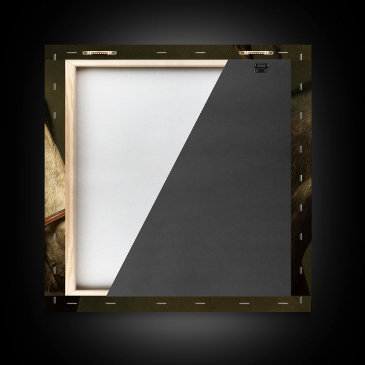 Realistic Horse Portrait Framed Canvas Print, Traditional Art, Dark Art, Living Room Decor, Oil Painting, Classic, TRA-1x1-51
