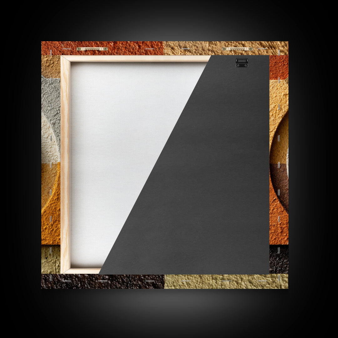Abstract Drum Circle Suggested Through Repeated Forms Framed Canvas Print, Tribal Art, Earthy, Living Room Decor, Abstract Art, TRI-1x1-6