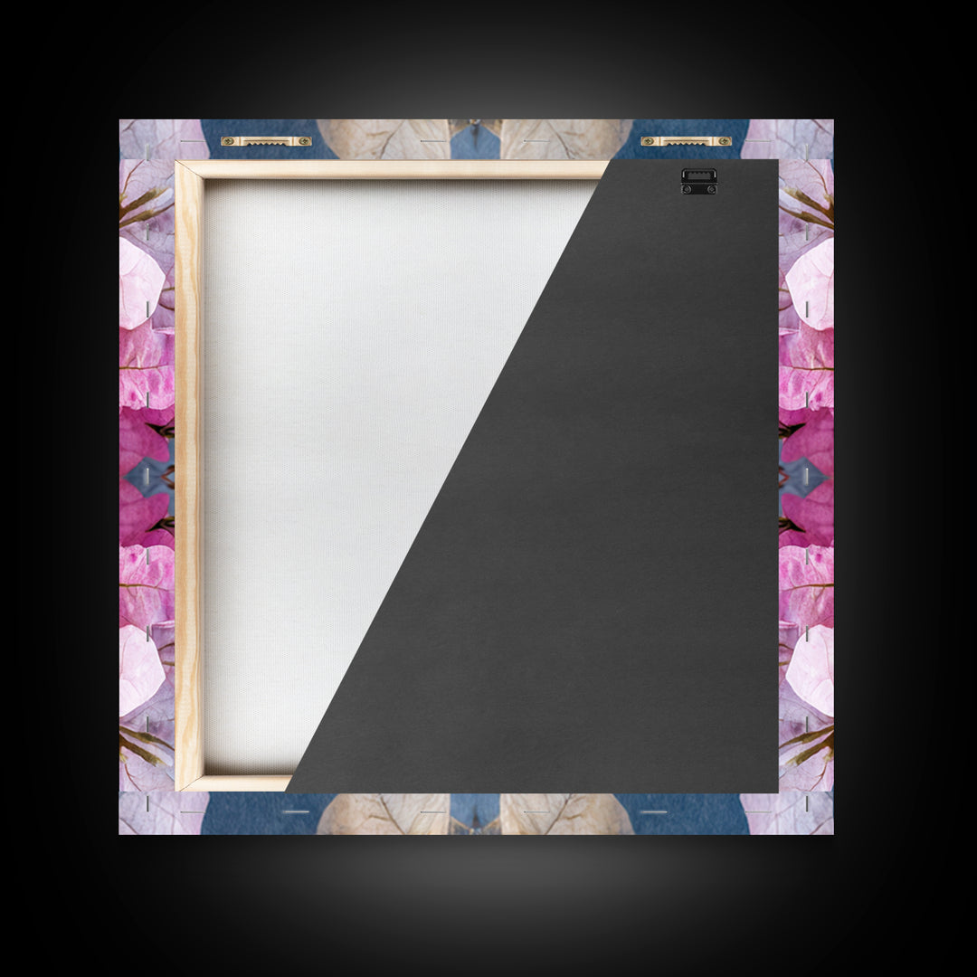 Pink Bougainvillea over White Wall Framed Canvas Print, Tropical Art, Abstract Painting, Living Room Decor, Fine Art, Tropic, TRO-1x1-64