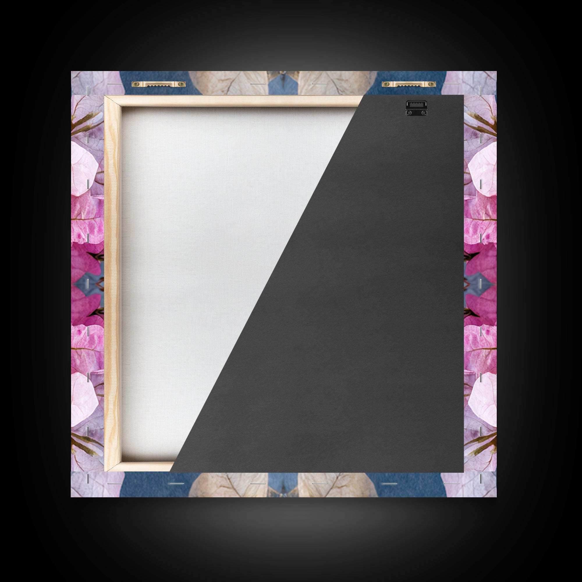Pink Bougainvillea over White Wall Framed Canvas Print, Tropical Art, Abstract Painting, Living Room Decor, Fine Art, Tropic, TRO-1x1-64