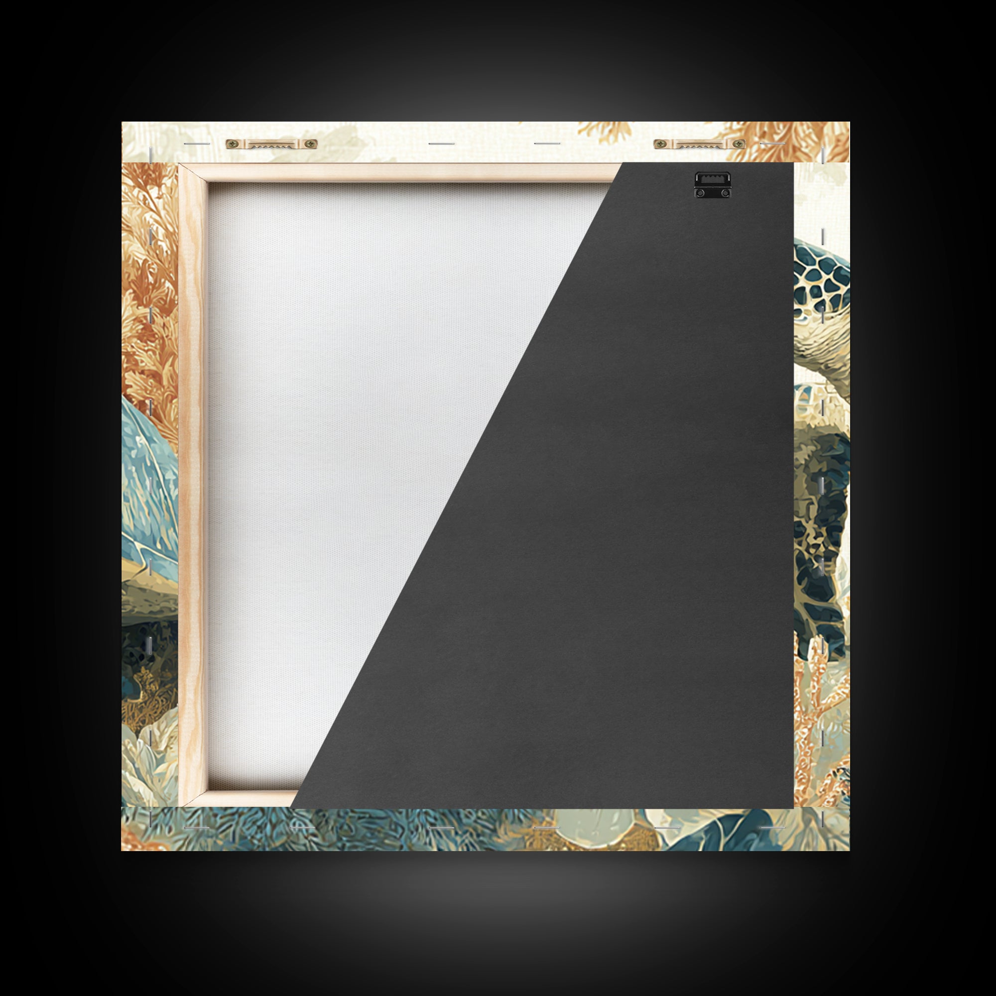 Sea Turtle Near Tropical Reef Framed Canvas Print, Tropical Art, Modern Decor, Living Room Decor, Fine Art, Tropic, Wall Decor, TRO-1x1-67