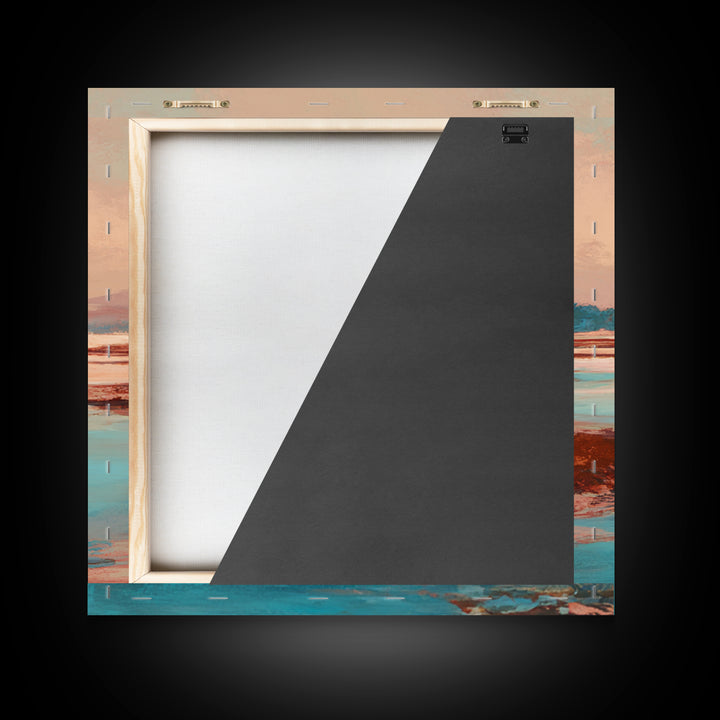 Tropical Lagoon with Turquoise Water Framed Canvas Print, Tropical Art, Boho Decor, Living Room Decor, Oil Painting, Tropic, TRO-1x1-79