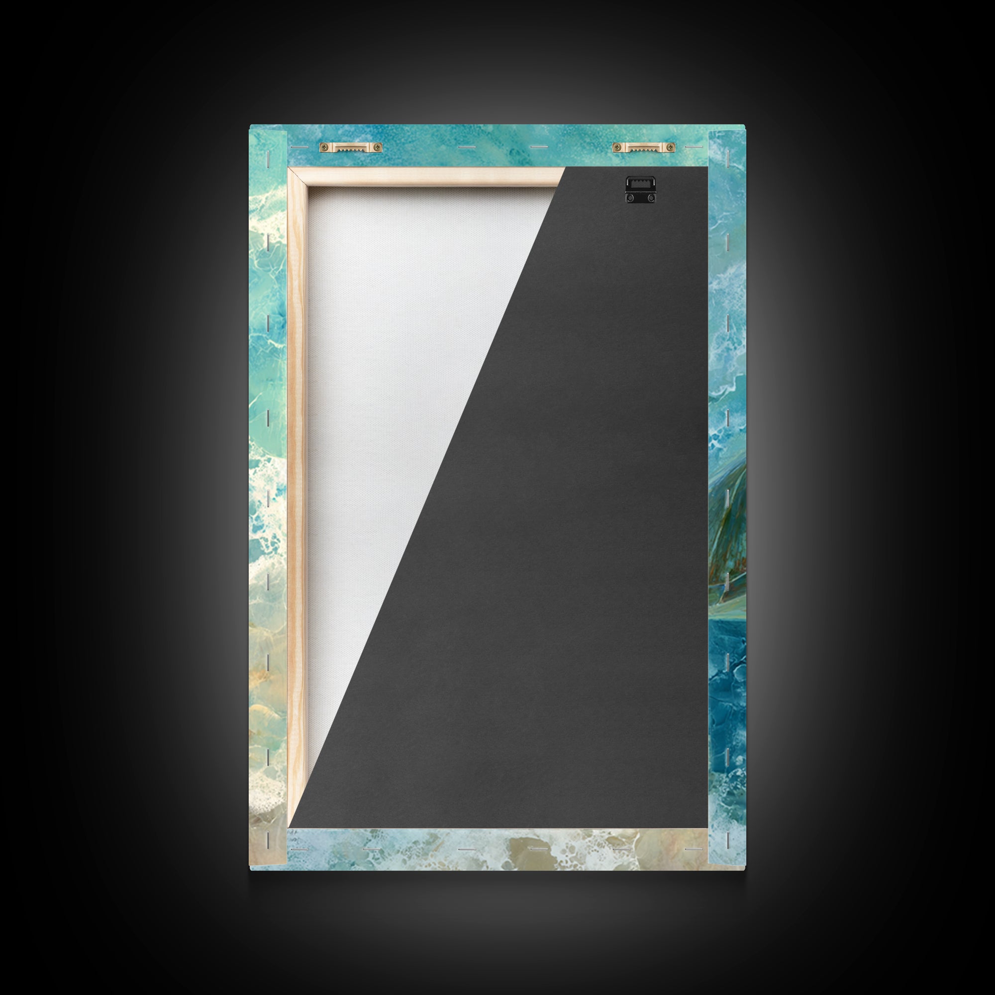 Sea Turtle Near Tropical Reef Framed Canvas Print, Tropical Art, Abstract Painting, Living Room Decor, Fine Art, Tropic, TRO-2x3-75