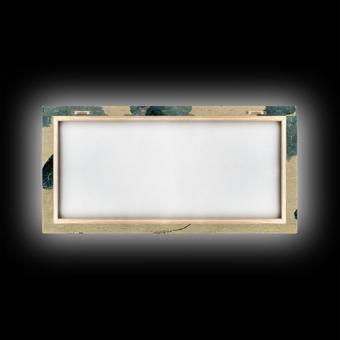 Retro Japanese Style Butterflies Wall Art, Framed Canvas Print, Framed Wall Art, Blue butterfly Art