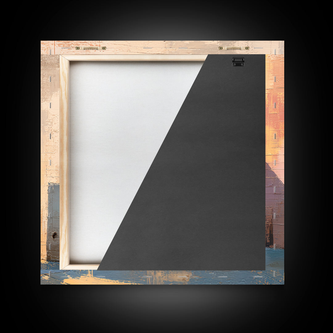 Brick Wall and Window Shadows as Geometry Framed Canvas Print, Urban Art, Fine Art Print, Living Room Decor, Fine Art, Urban, URB-1x1-29