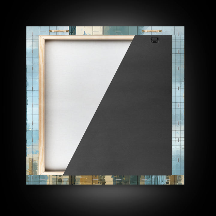 Modern Skyscraper Glass Reflections Framed Canvas Print, Urban Art, Pop Art, Living Room Decor, Fine Art, Urban, URB-1x1-62