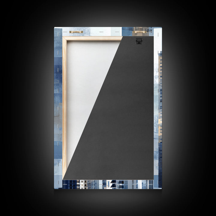 Modern Skyscraper Glass Reflections Framed Canvas Print, Urban Art, Textured Painting, Living Room Decor, Fine Art, Urban, URB-2x3-46
