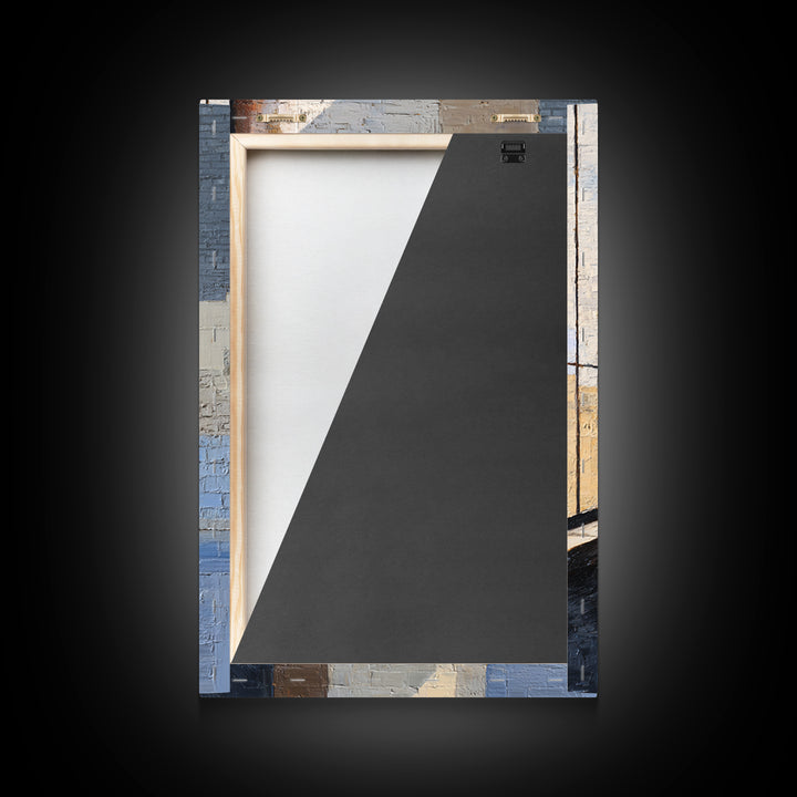 Brick Wall and Window Shadows as Geometry Framed Canvas Print, Urban Art, Modern Wall Art, Living Room Decor, Fine Art, Urban, URB-2x3-85