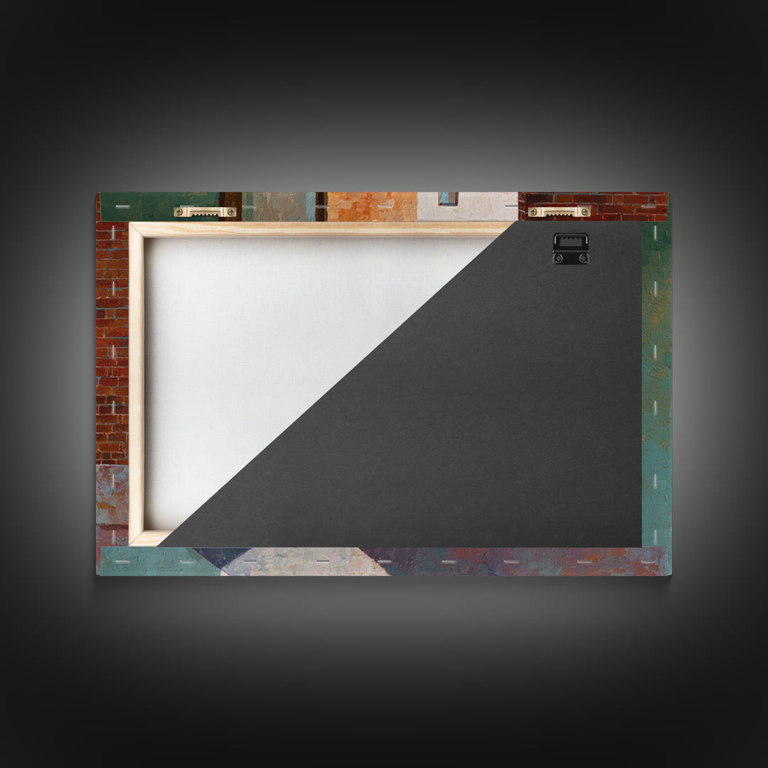 Brick Wall and Window Shadows as Geometry Canvas Print, Urban Art, Book Shelf Decor, Living Room Decor, Fine Art, Urban, URB-3x2-33