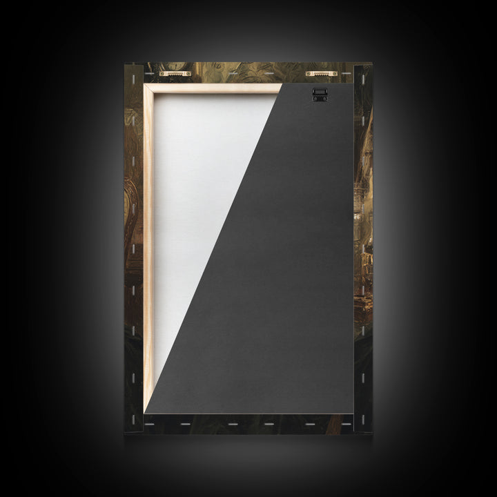 The Stitched Giant, Antique Gothic Portrait, Vertical Wall Art, Framed Canvas Print, Gothic Wall Decor, Halloween Portrait Art