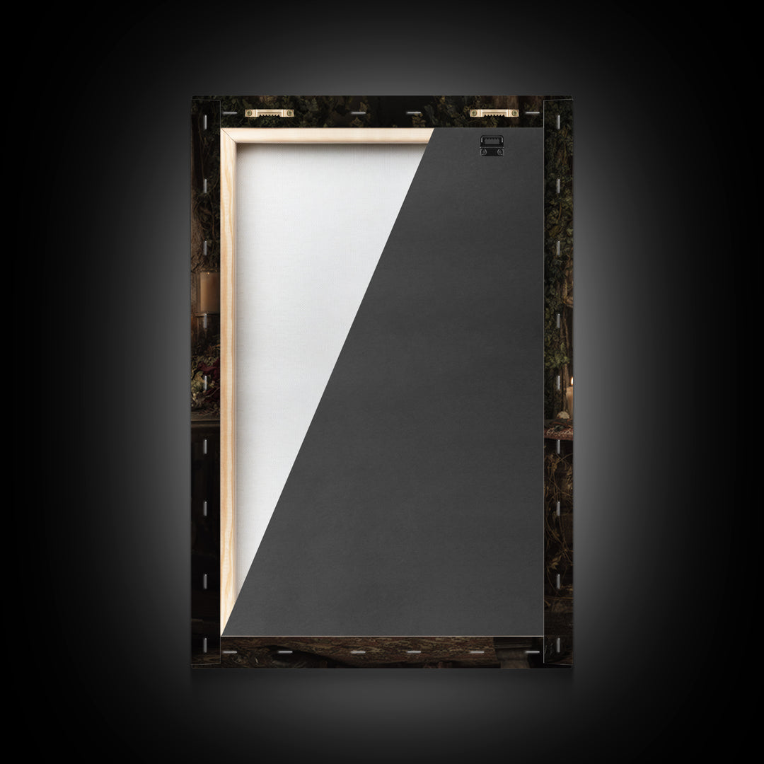 The Midnight Fortune Teller, Macabre Victorian Decor, Vertical Wall Art, Framed Canvas Print, Gothic Wall Decor, Halloween Portrait Art