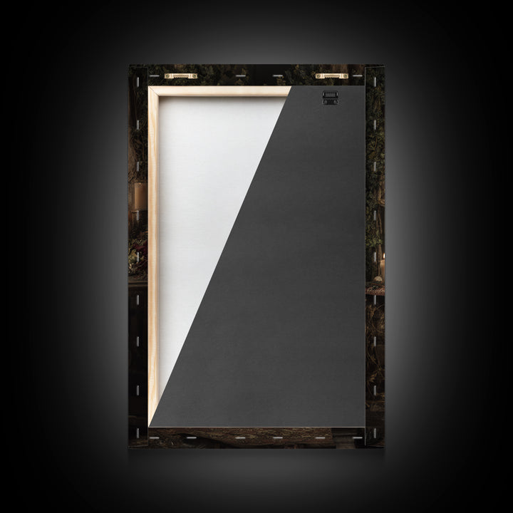 The Midnight Fortune Teller, Macabre Victorian Decor, Vertical Wall Art, Framed Canvas Print, Gothic Wall Decor, Halloween Portrait Art