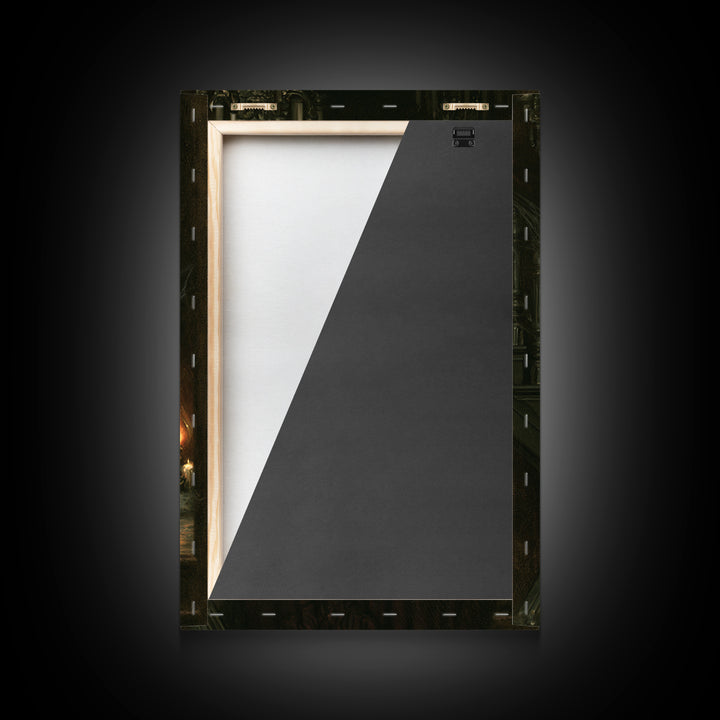 The Haunted Hotel, Antique Gothic Portrait, Vertical Wall Art, Framed Canvas Print, Gothic Wall Decor, Halloween Portrait Art