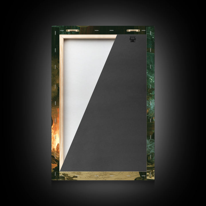 The Oracle Of The Glass Depths, Macabre Victorian Decor, Vertical Wall Art, Framed Canvas Print, Gothic Wall Decor, Halloween Portrait Art