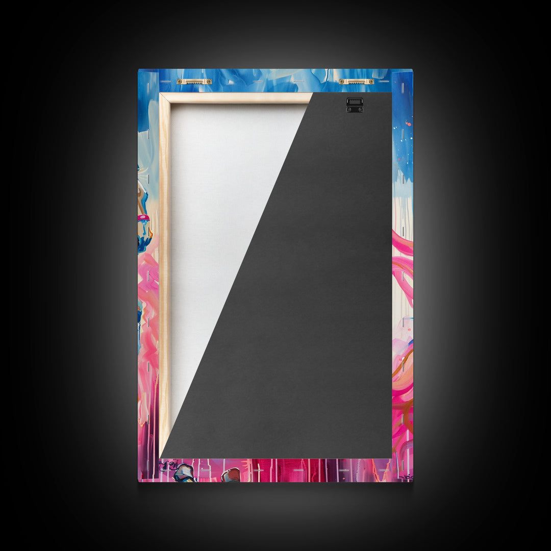 Dynamic Cowboy and Horse Painting - Colorful Western Art, Framed Canvas Print, Living Room Decor, Cowboy Riding Wall Art