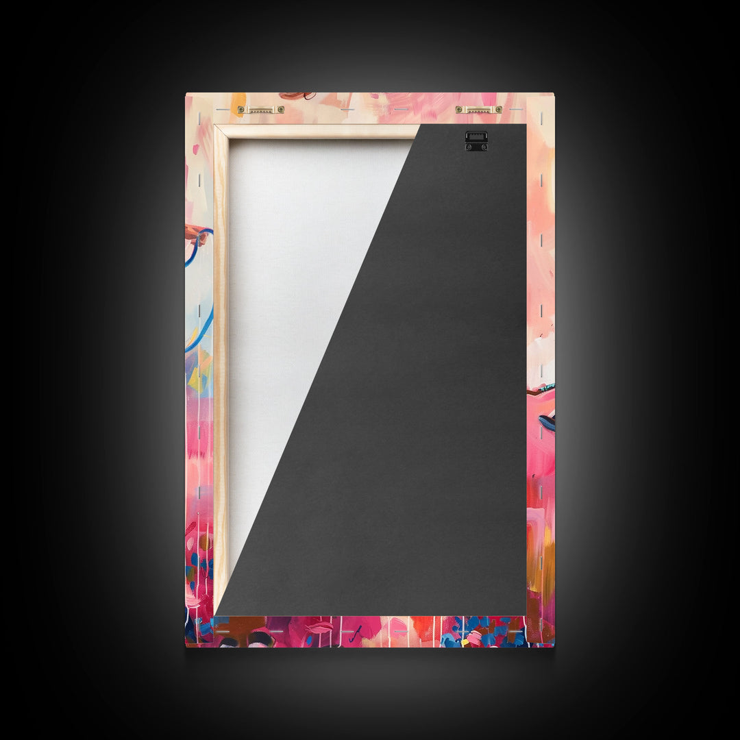 Energetic Cowboy on Horseback - Vibrant Western Art, Framed Canvas Print, Living Room Decor, Cowboy Rodeo Painting, Colorful Wall Art