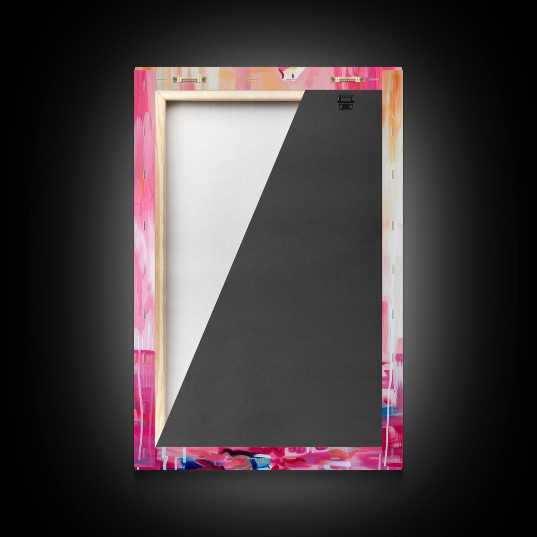 Cowboy Riding in Pink - Colorful Western Art, Framed Canvas Print, Living Room Decor, Cowboy Painting, Vibrant Wall Art