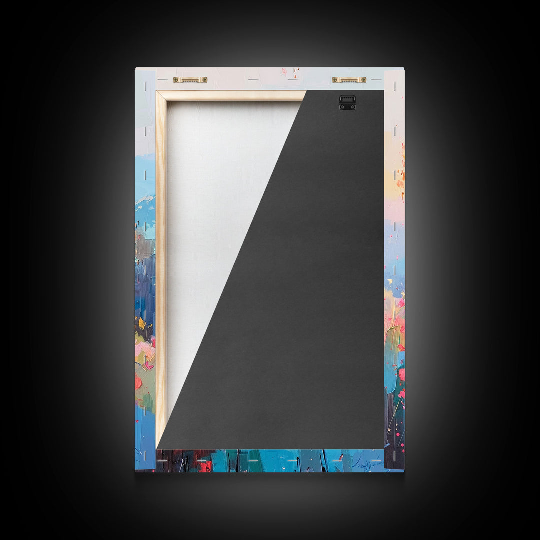 Serene Meadow Landscape at Sunrise - Framed Canvas Print, Tranquil Living Room Art, Peaceful Bedroom Decor, Pastel Flower Art, Wall Art