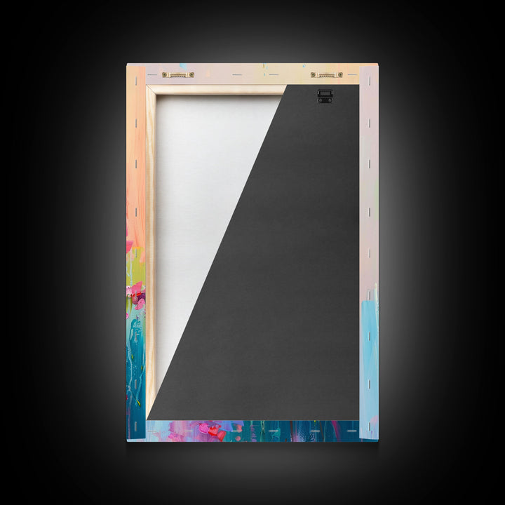 Delicate Blossoms in Springtime - Framed Canvas Print, Elegant Living Room Art, Soft Bedroom Decor, Pastel Flower Art, Wall Art