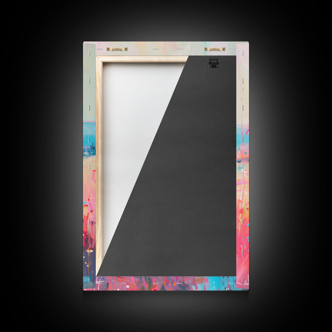 Luminous Landscape with Wildflowers - Framed Canvas Print, Radiant Living Room Art, Bright Bedroom Decor, Colorful Flower Art, Wall Art