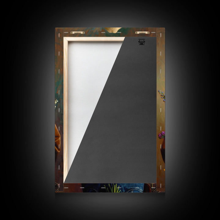 Handsome Cowboy with Wildflowers - Framed Canvas Print, Western Living Room Art, Rustic Bedroom Decor, Cowboy Art, Wall Art