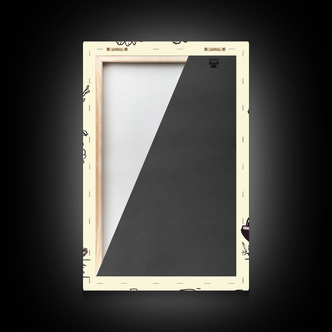 Cowboy Boots with Flowers Art Print, Western Silhouette Framed Canvas, Vintage Floral Boots Art, Unique Home Decor