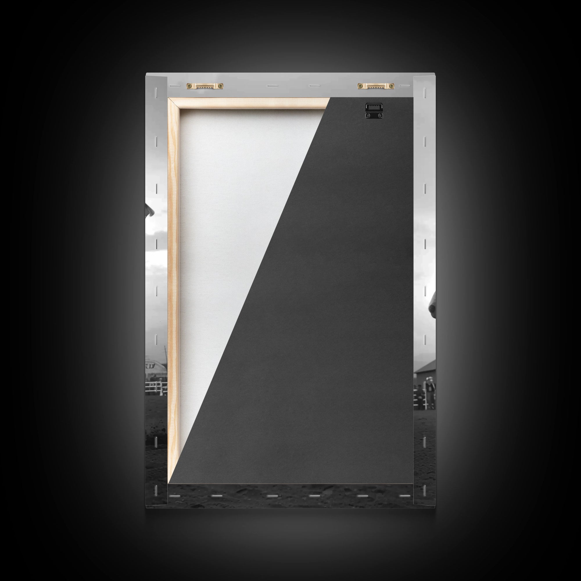 Cowgirl with American Flag Art Print, Western Rodeo Framed Canvas, Vintage Black and White Photography, Unique Home Decor