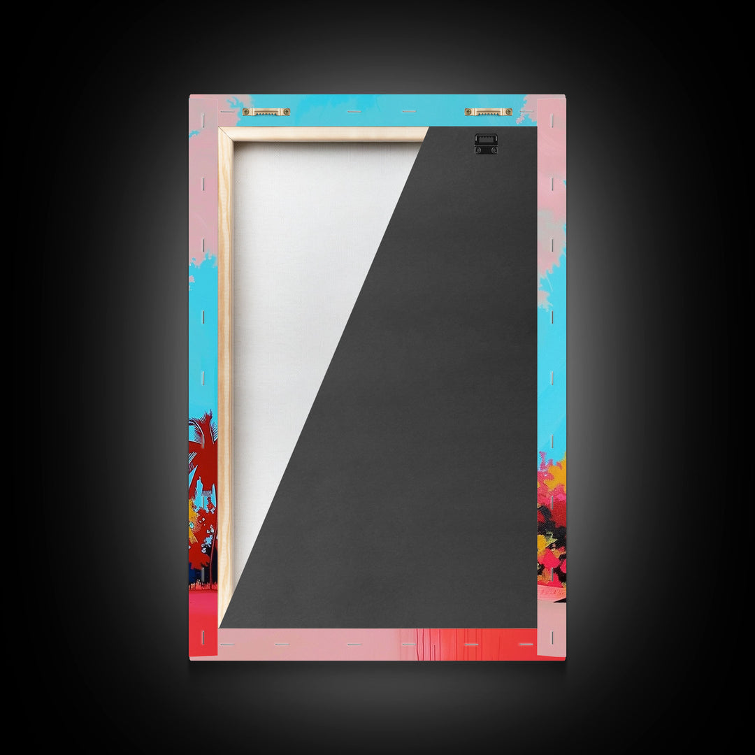 Vibrant Church Art in Pastel Hues - Framed Canvas Print, Colorful Religious Decor, Contemporary Church Wall Art for Living Room or Bedroom