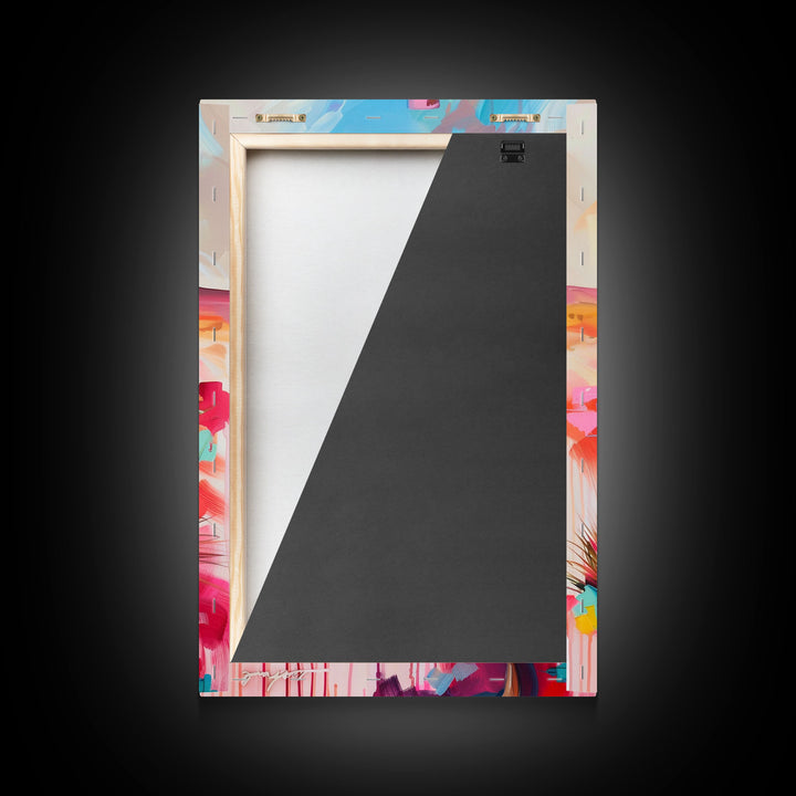 Cowboy Praying by the Cross in Vibrant Colors - Framed Canvas Print, Colorful Western Decor, Modern Cowboy Wall Art for Living Room Bedroom