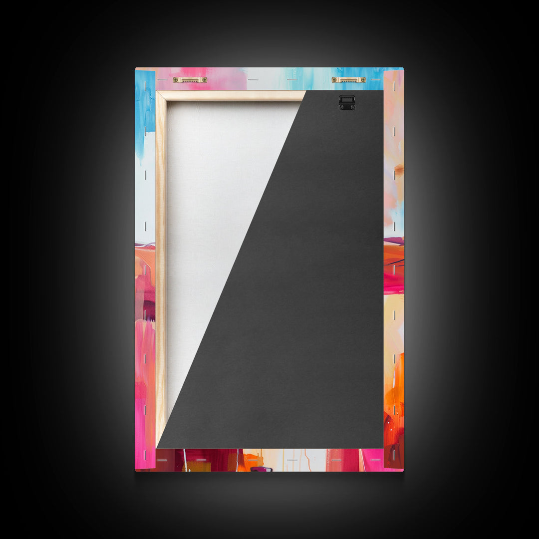 Colorful Cowboy on Horseback Art - Framed Canvas Print, Western Decor, Dynamic Living Room Wall Art, Horse Rider Artwork