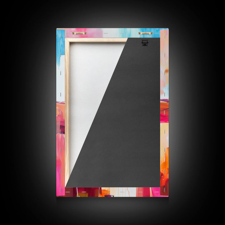 Colorful Cowboy on Horseback Art - Framed Canvas Print, Western Decor, Dynamic Living Room Wall Art, Horse Rider Artwork