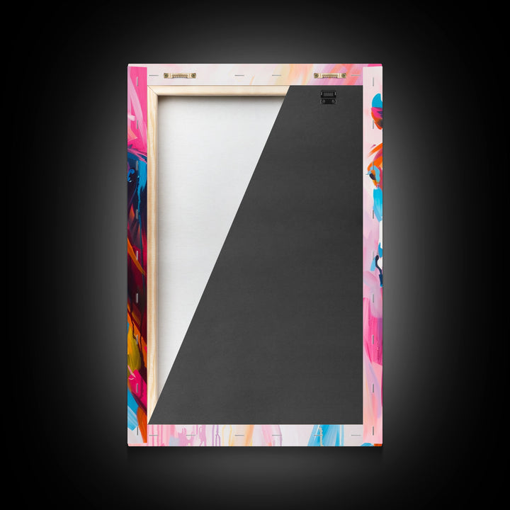 Three Horses in Vibrant Colors Framed Canvas Print - Bold Horse Wall Art, Eye-catching Living Room Decor Bright Bedroom Art Horse Lover Gift