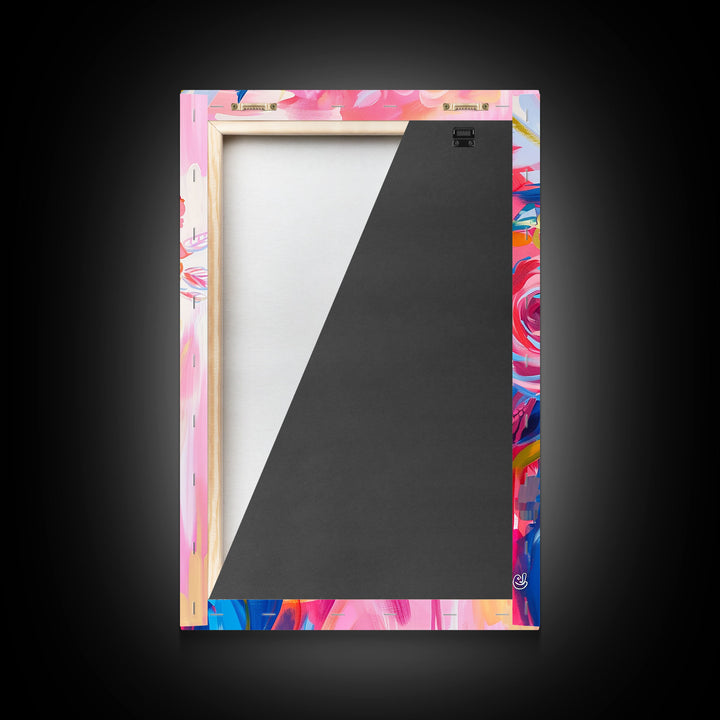 Floral Sugar Skull Framed Canvas Print - Day of the Dead Art, Colorful Wall Art, Living Room Decor, Mexican Folk Art for Bedroom