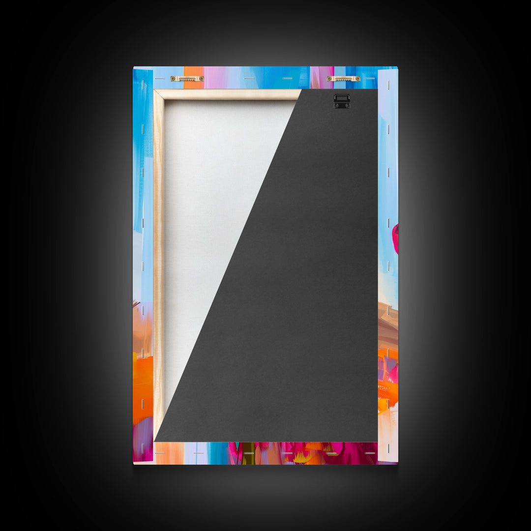 Abstract Flower Bloom Framed Canvas Print - Colorful Wall Art, Living Room Decor, Modern Floral Art for Bedroom, Home Decoration