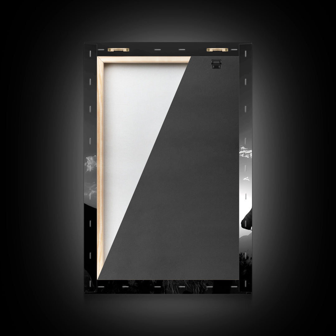 Two Cowboys Riding at Sunset in a Serene Black and White Western Landscape for Wall Art, Canvas Prints, Home Decor, Living Room Art