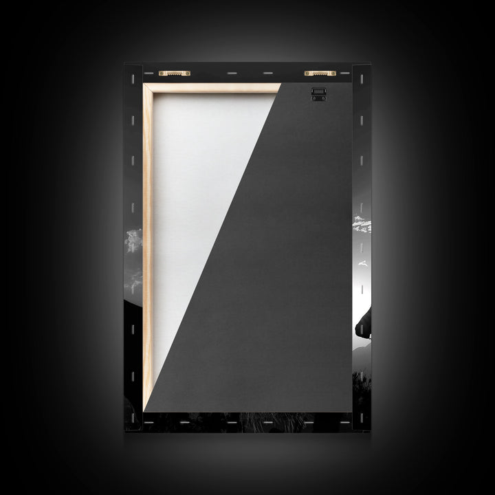 Two Cowboys Riding at Sunset in a Serene Black and White Western Landscape for Wall Art, Canvas Prints, Home Decor, Living Room Art