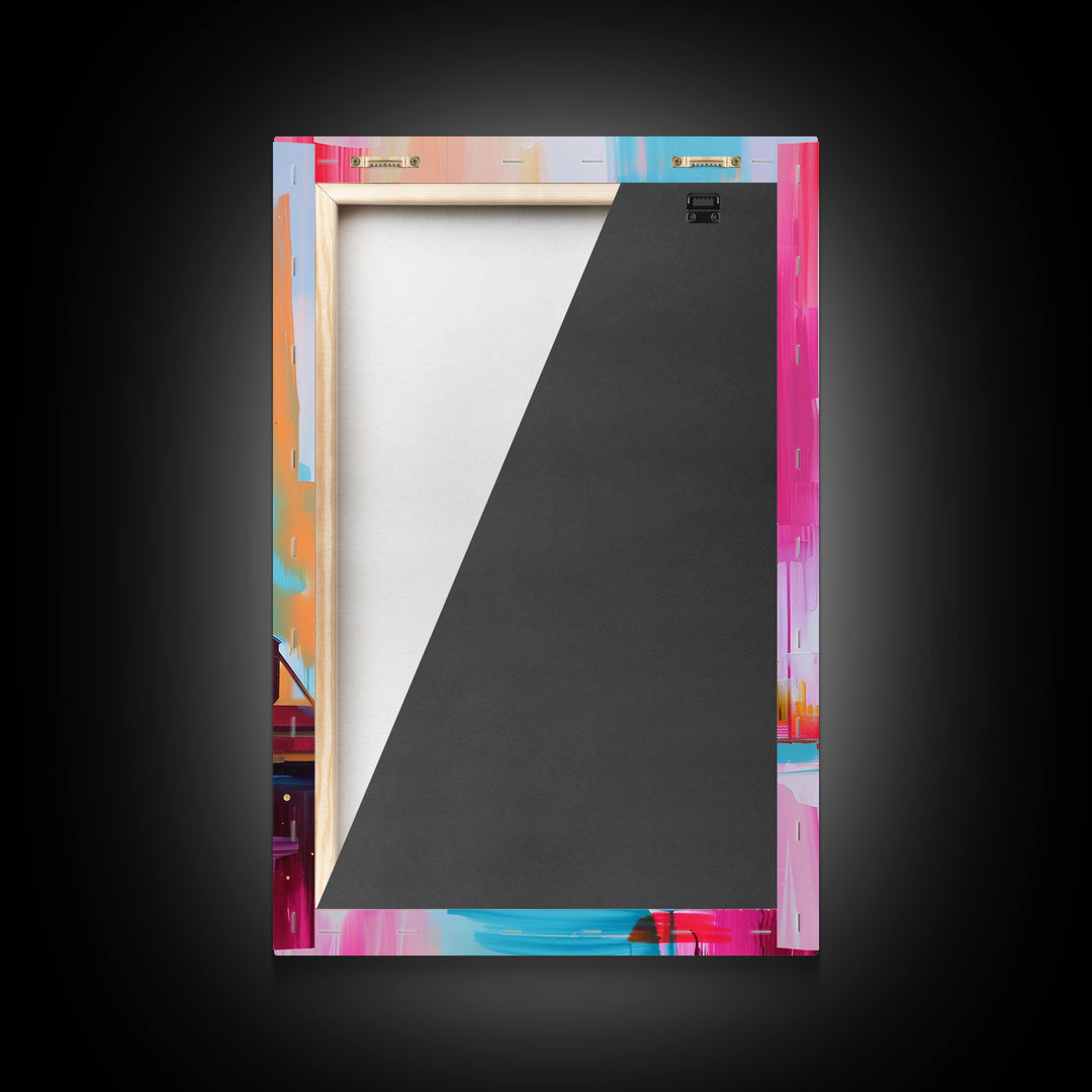 Colorful Oil Derrick Canvas Art - Framed Canvas Print, Contemporary Industrial Decor, Modern Oil Rig Wall Art, Bold Bedroom Decor