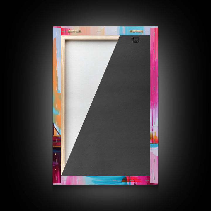 Colorful Oil Derrick Canvas Art - Framed Canvas Print, Contemporary Industrial Decor, Modern Oil Rig Wall Art, Bold Bedroom Decor