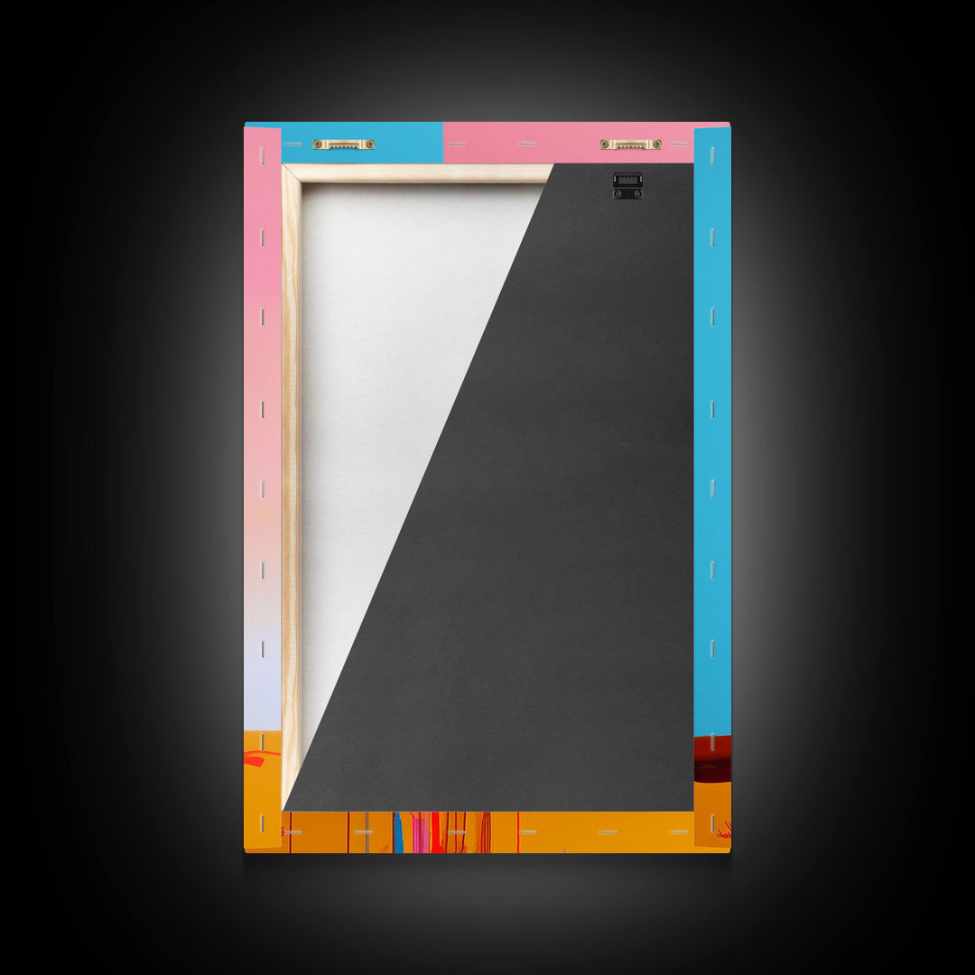 Bright Windmill Abstract Art - Framed Canvas Print, Whimsical Windmill Decor, Colorful Farmhouse Wall Art, Unique Living Room Decor